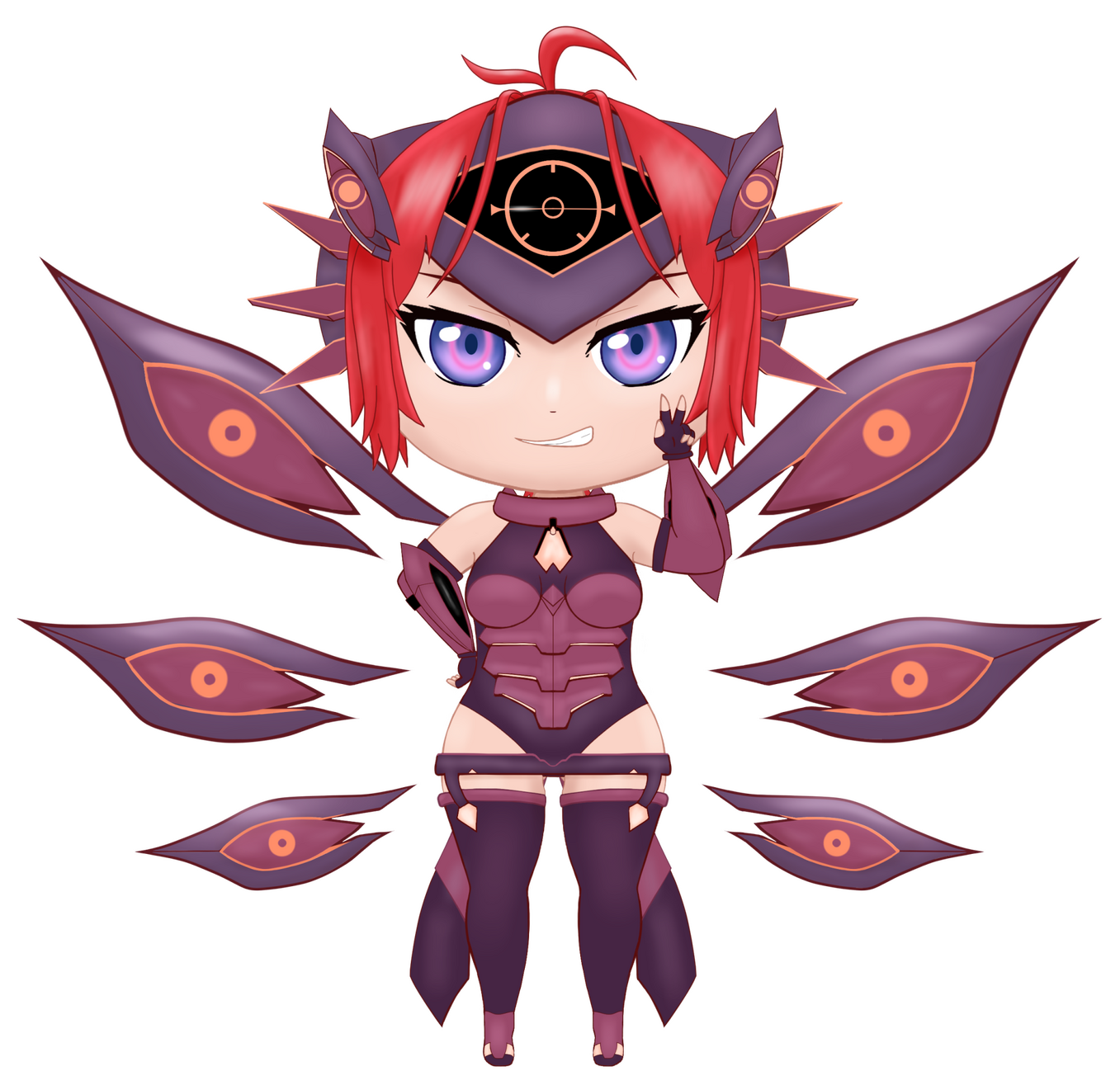 Chibi Shad with a smirk and v