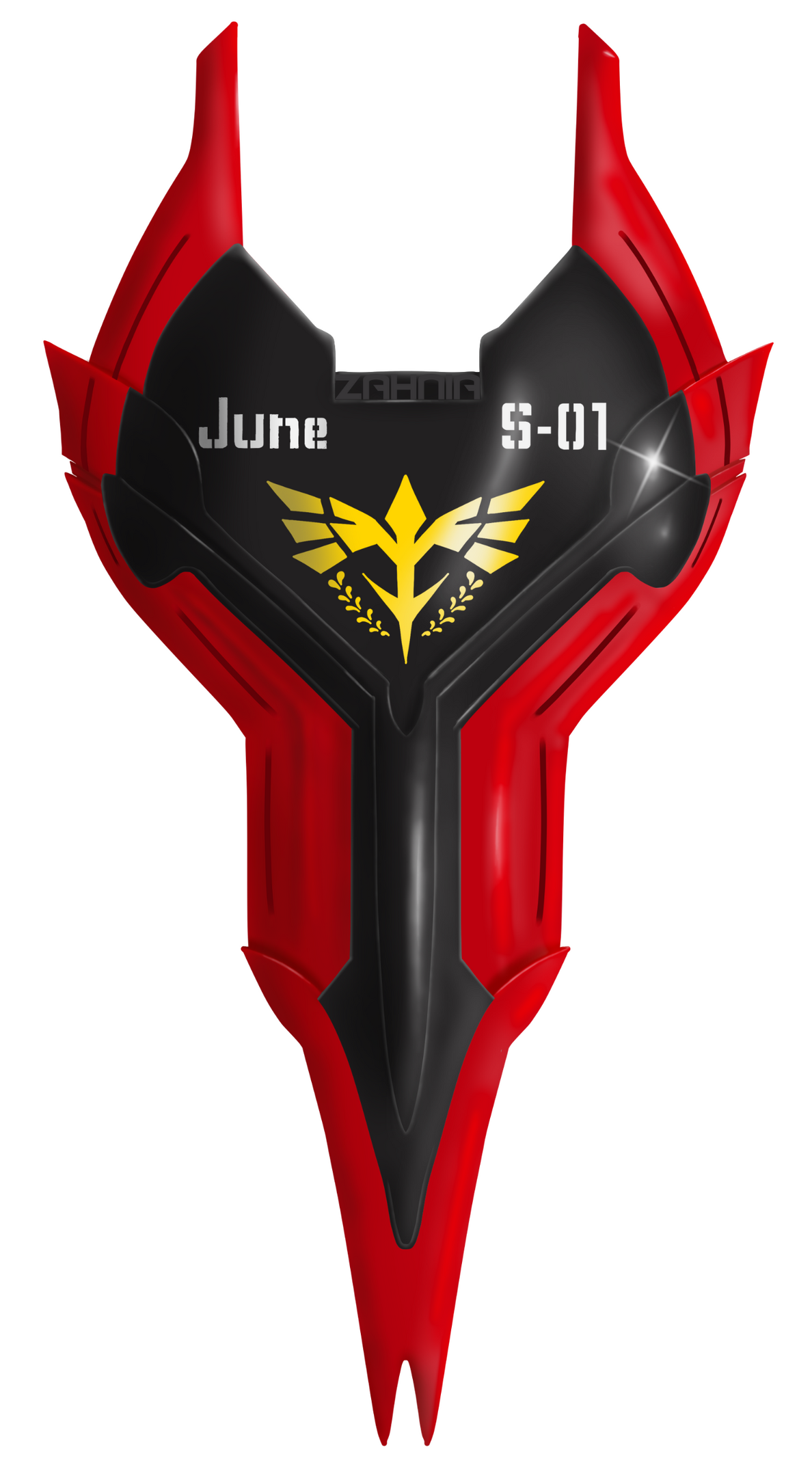 Sazabi's shield from Gundam with June Sindos name on it.